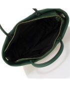 Gewatteerde leren draagtas in groene jade - 33x14x26 cm