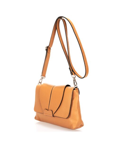 Sac bandoulière en Cuir Hannah cognac - 24x6x17 cm