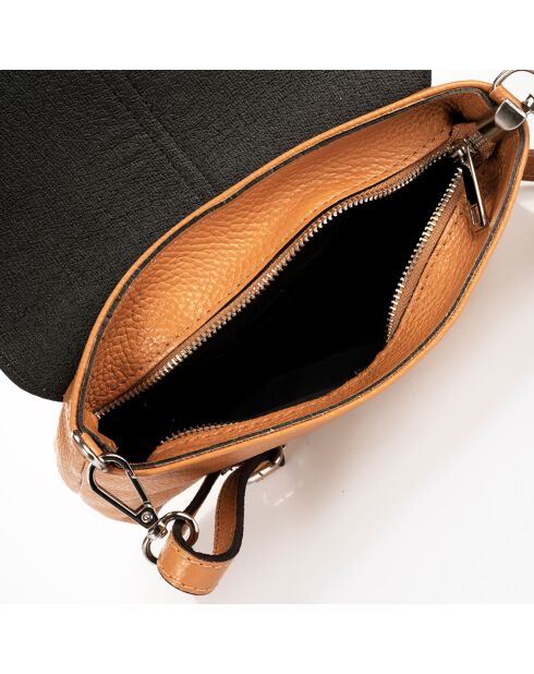 Sac bandoulière en Cuir Hannah cognac - 24x6x17 cm