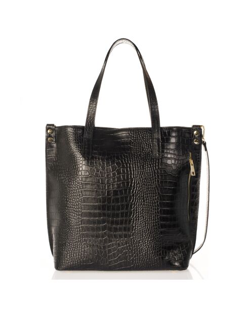 Borsa a tracolla nera Cate in pelle di coccodrillo - 43x14x36 cm