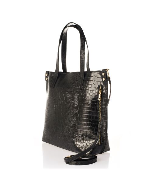 Borsa a tracolla nera Cate in pelle di coccodrillo - 43x14x36 cm