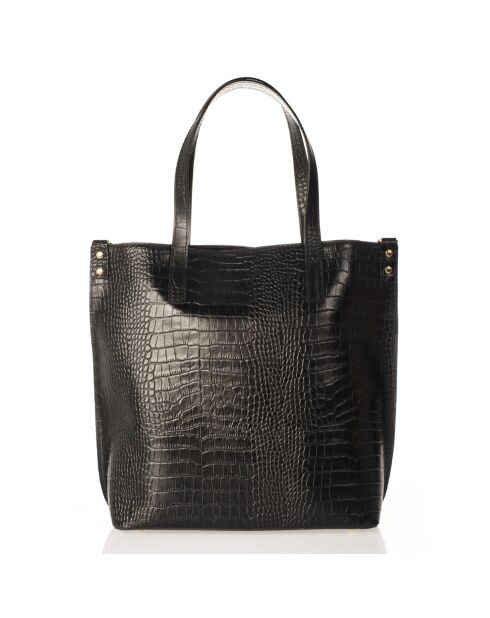 Borsa a tracolla nera Cate in pelle di coccodrillo - 43x14x36 cm