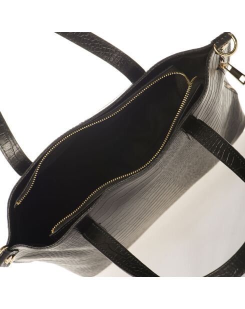 Borsa a tracolla nera Cate in pelle di coccodrillo - 43x14x36 cm