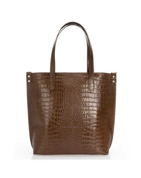 Borsa a tracolla in pelle Cate Croco marrone - 43x14x36 cm