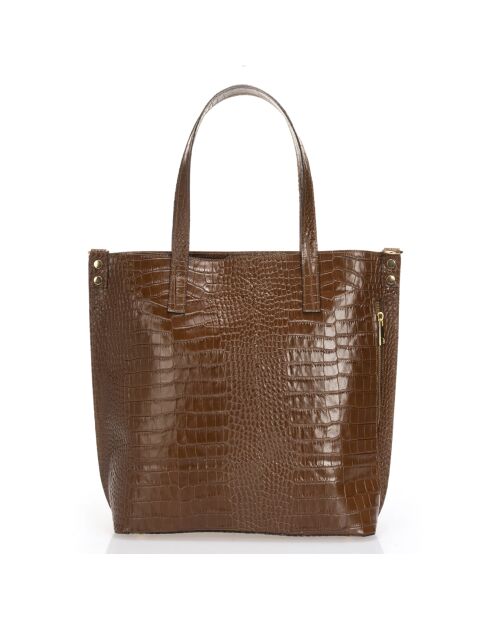 Borsa a tracolla in pelle Cate Croco marrone - 43x14x36 cm