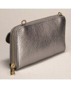 Portefeuille avec chaîne en Cuir Bia argenté - 19x4x11 cm