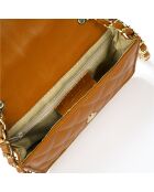 Sac bandoulière en Cuir matelassé Iris camel - 19x4x14 cm