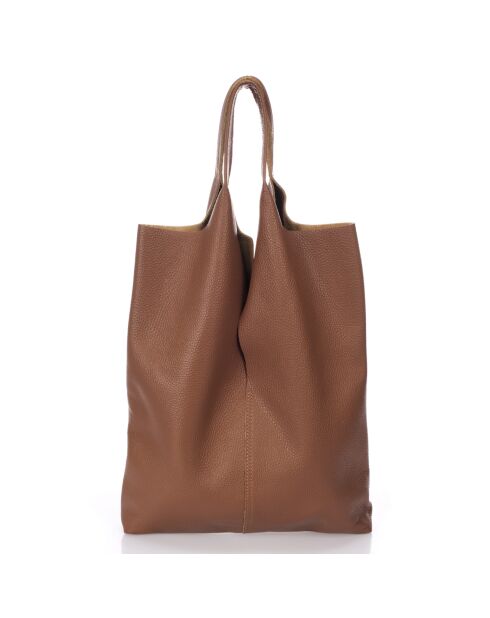 Sac cabas en Cuir Evelyn marron - 37x7x40 cm