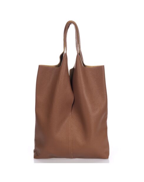 Sac cabas en Cuir Evelyn marron - 37x7x40 cm