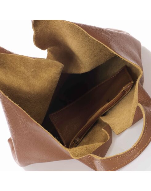 Sac cabas en Cuir Evelyn marron - 37x7x40 cm