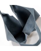 Borsa a tracolla Evelyn in pelle grigia blu - 37x7x40 cm