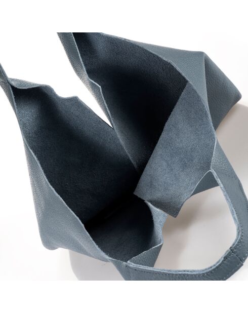 Borsa a tracolla Evelyn in pelle grigia blu - 37x7x40 cm