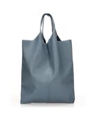Borsa a tracolla Evelyn in pelle grigia blu - 37x7x40 cm