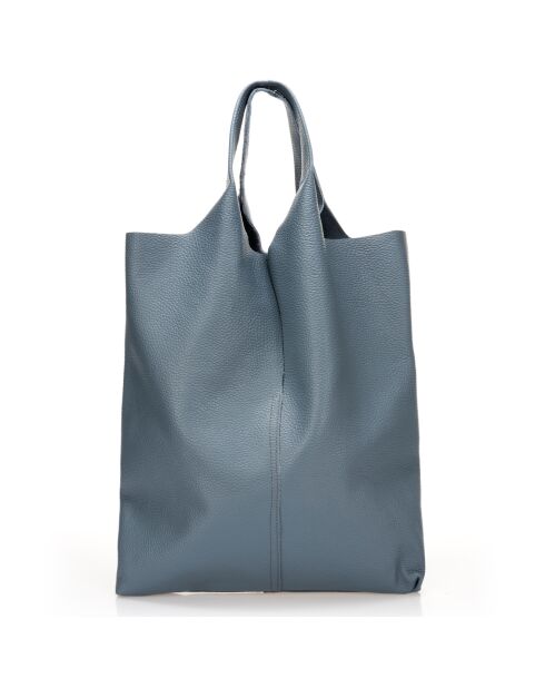 Borsa a tracolla Evelyn in pelle grigia blu - 37x7x40 cm