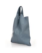 Borsa a tracolla Evelyn in pelle grigia blu - 37x7x40 cm
