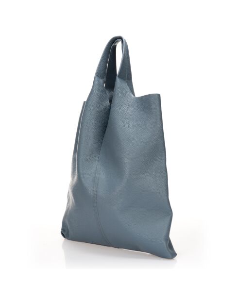 Borsa a tracolla Evelyn in pelle grigia blu - 37x7x40 cm