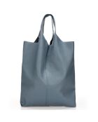 Borsa a tracolla Evelyn in pelle grigia blu - 37x7x40 cm