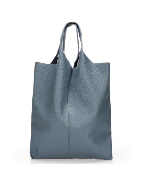 Borsa a tracolla Evelyn in pelle grigia blu - 37x7x40 cm