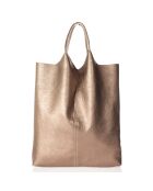 Bolso Evelyn de piel en oro rosa - 37x7x40 cm