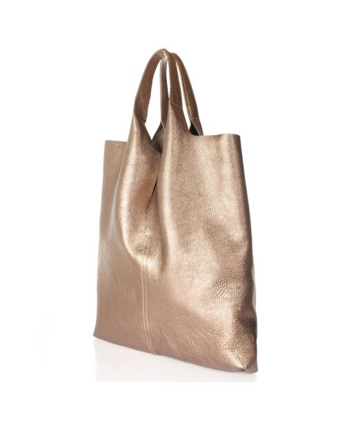 Bolso Evelyn de piel en oro rosa - 37x7x40 cm