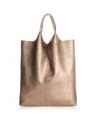 Bolso Evelyn de piel en oro rosa - 37x7x40 cm