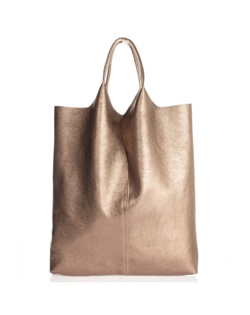 Bolso Evelyn de piel en oro rosa - 37x7x40 cm