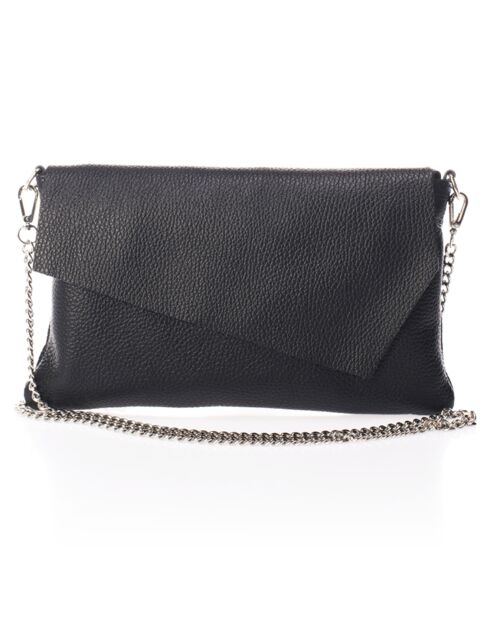 Sac bandoulière en Cuir Mina noire - 26x2x18 cm