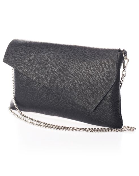 Sac bandoulière en Cuir Mina noire - 26x2x18 cm