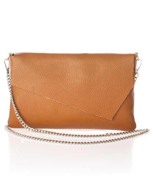 Sac bandoulière en Cuir Mina cognac - 26x2x18 cm