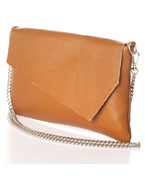 Sac bandoulière en Cuir Mina cognac - 26x2x18 cm