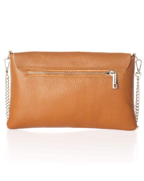 Sac bandoulière en Cuir Mina cognac - 26x2x18 cm