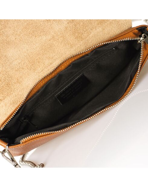 Sac bandoulière en Cuir Mina cognac - 26x2x18 cm