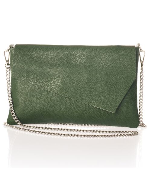 Sac bandoulière en Cuir Mina vert foncé - 26x2x18 cm