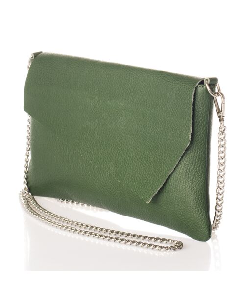 Sac bandoulière en Cuir Mina vert foncé - 26x2x18 cm