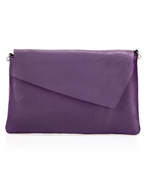 Sac bandoulière en Cuir Mina violette - 26x2x18 cm