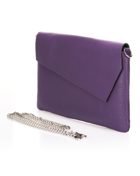 Sac bandoulière en Cuir Mina violette - 26x2x18 cm