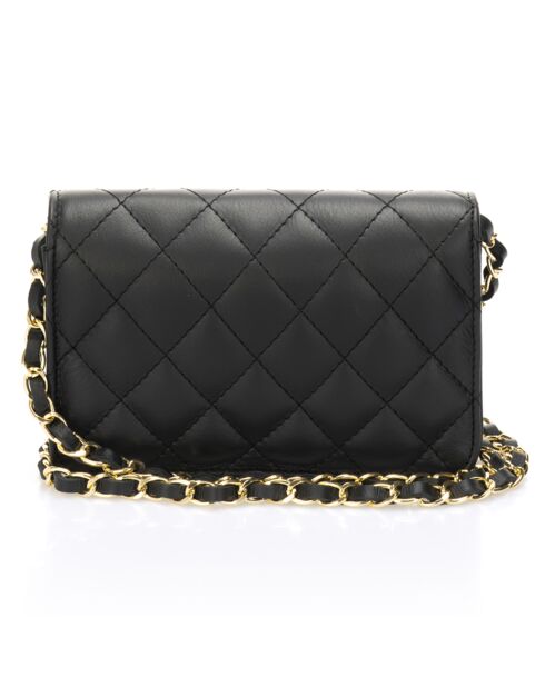 Bandolera de piel acolchada Black Iris - 19x4x14 cm