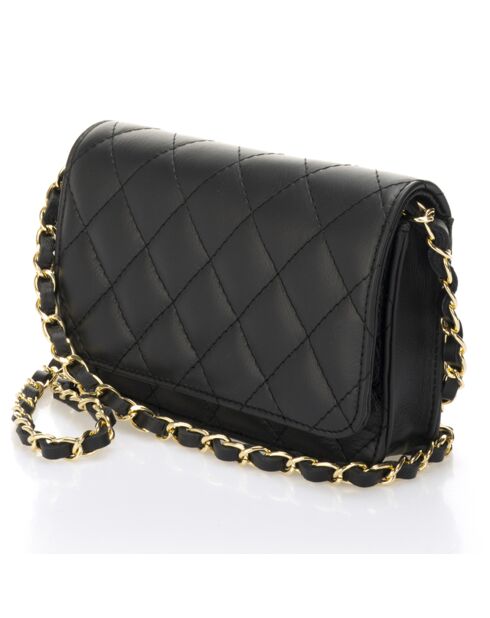 Bandolera de piel acolchada Black Iris - 19x4x14 cm