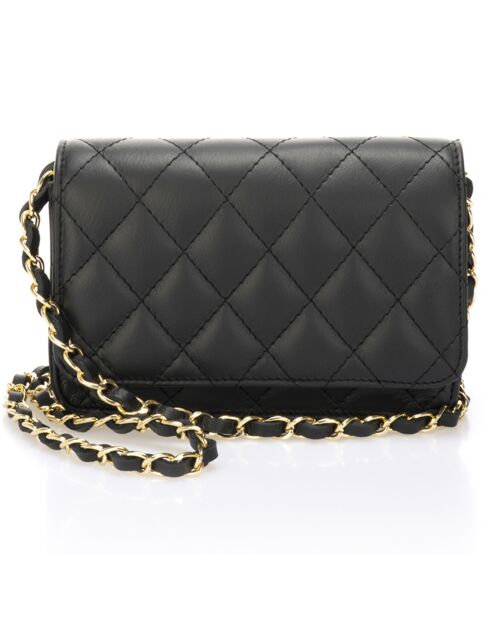 Bandolera de piel acolchada Black Iris - 19x4x14 cm