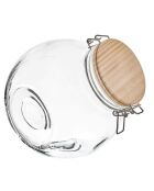 Bocal de conservation rond couvercle bois transparent - 2.2 L