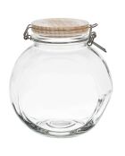 Bocal de conservation rond couvercle bois transparent - 2.2 L