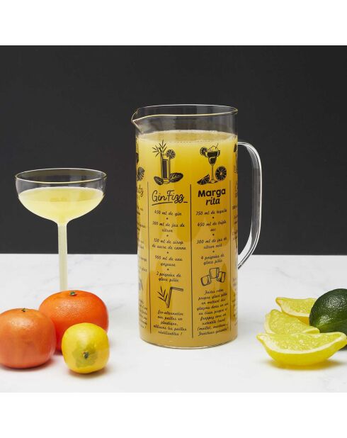 Pichet avec recette cocktail transparent - 2 L