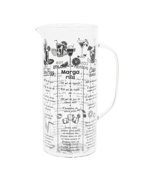 Kruik met transparant cocktailrecept - 2 L