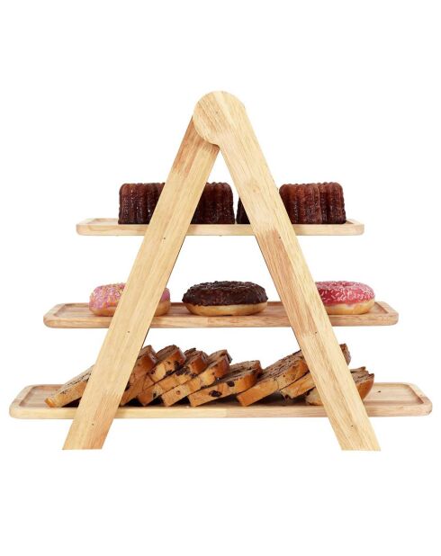 Bandeja de presentación marrón de 3 niveles, 45,7 x 37,5 x 14,3 cm