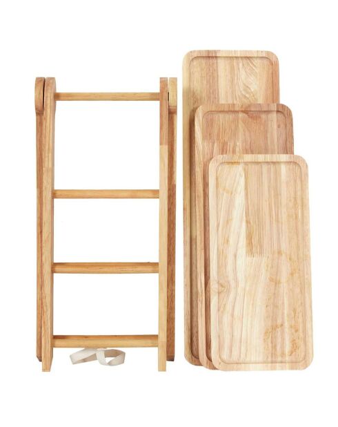 Bandeja de presentación marrón de 3 niveles, 45,7 x 37,5 x 14,3 cm