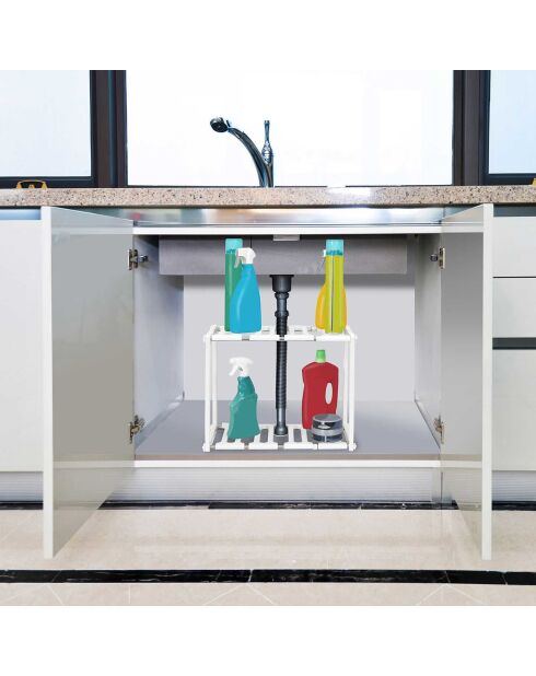 Porte- ustensiles de cuisine extensible blanc - 42.5x26.2x38 cm