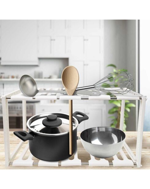 Porte- ustensiles de cuisine extensible blanc - 42.5x26.2x38 cm