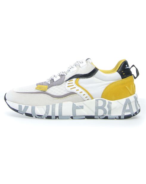 Sneakers en Velours de Cuir Club01 blanc/jaune