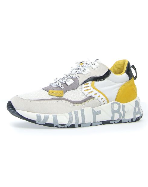 Sneakers en Velours de Cuir Club01 blanc/jaune