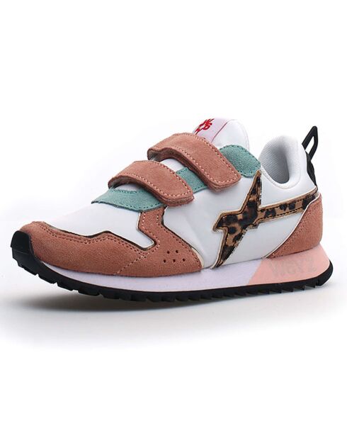 Sneakers en Velours de Cuir Jet rose/blanc